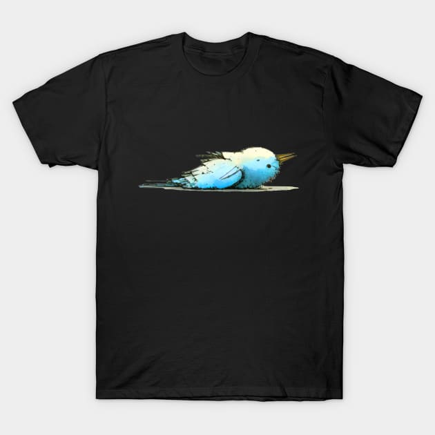 The Blue Bird Social Media is Dead to Me, No. 5: on a Dark Background T-Shirt by Puff Sumo